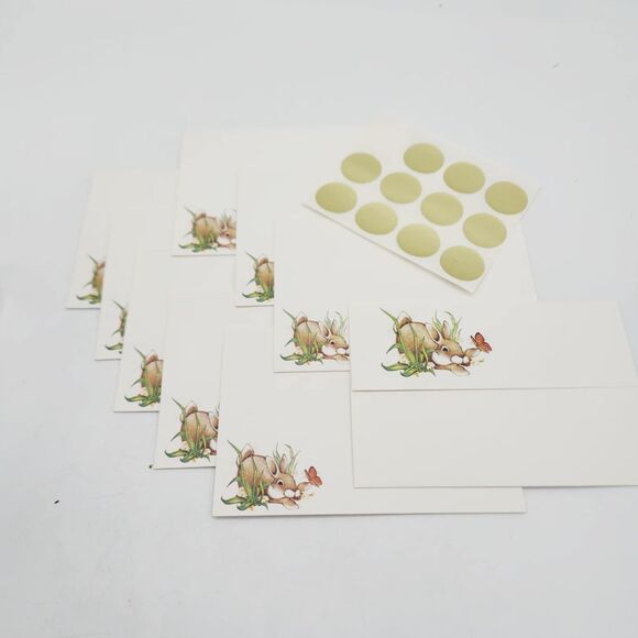 Vtg Regency 9 Fold Up Letters & Gold Seals Stationary Set Rabbit Bunny Butterfly - Picture 1 of 6
